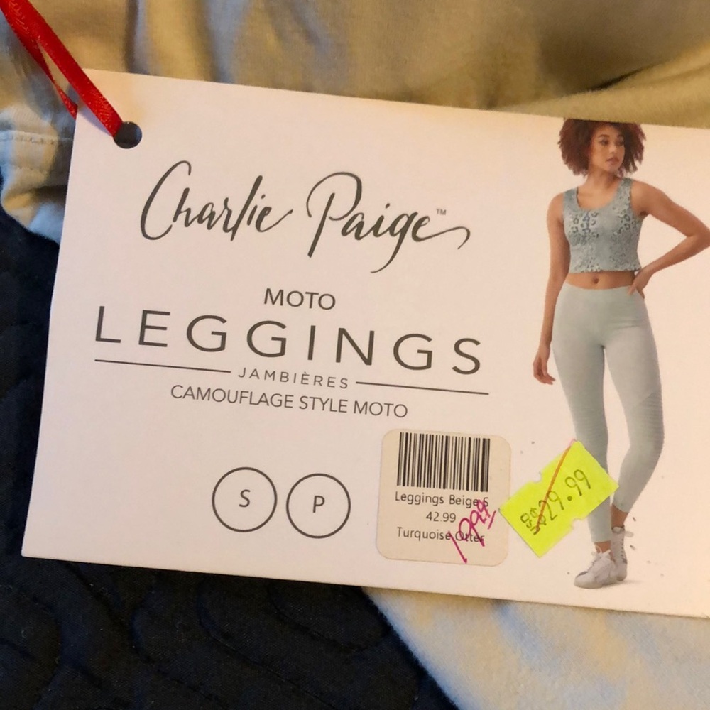 Beige Ribbed Leggings - Picture 5 of 6
